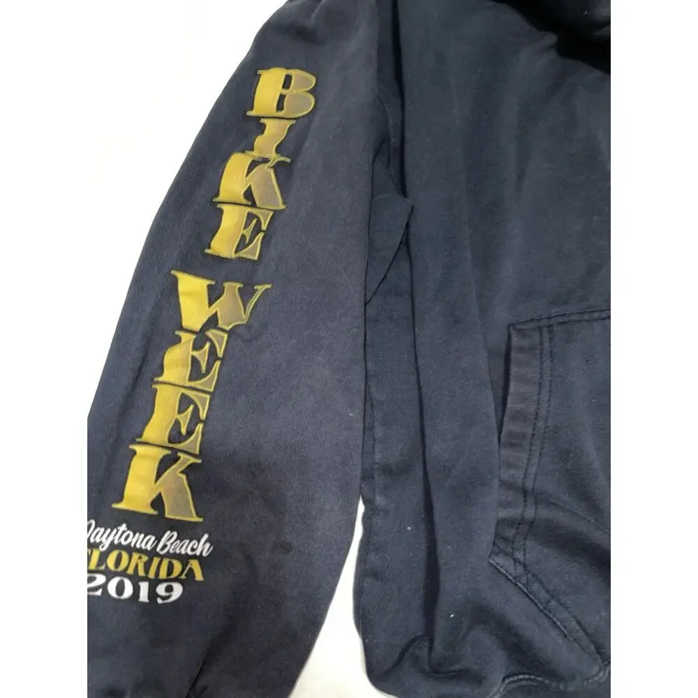 Daytona Beach Bike Week 2021 Men’s Full Zip Hoodie Blue Size XL - Picture 4 of 7